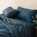 Простирадло на резинці Сатин Premium Navy