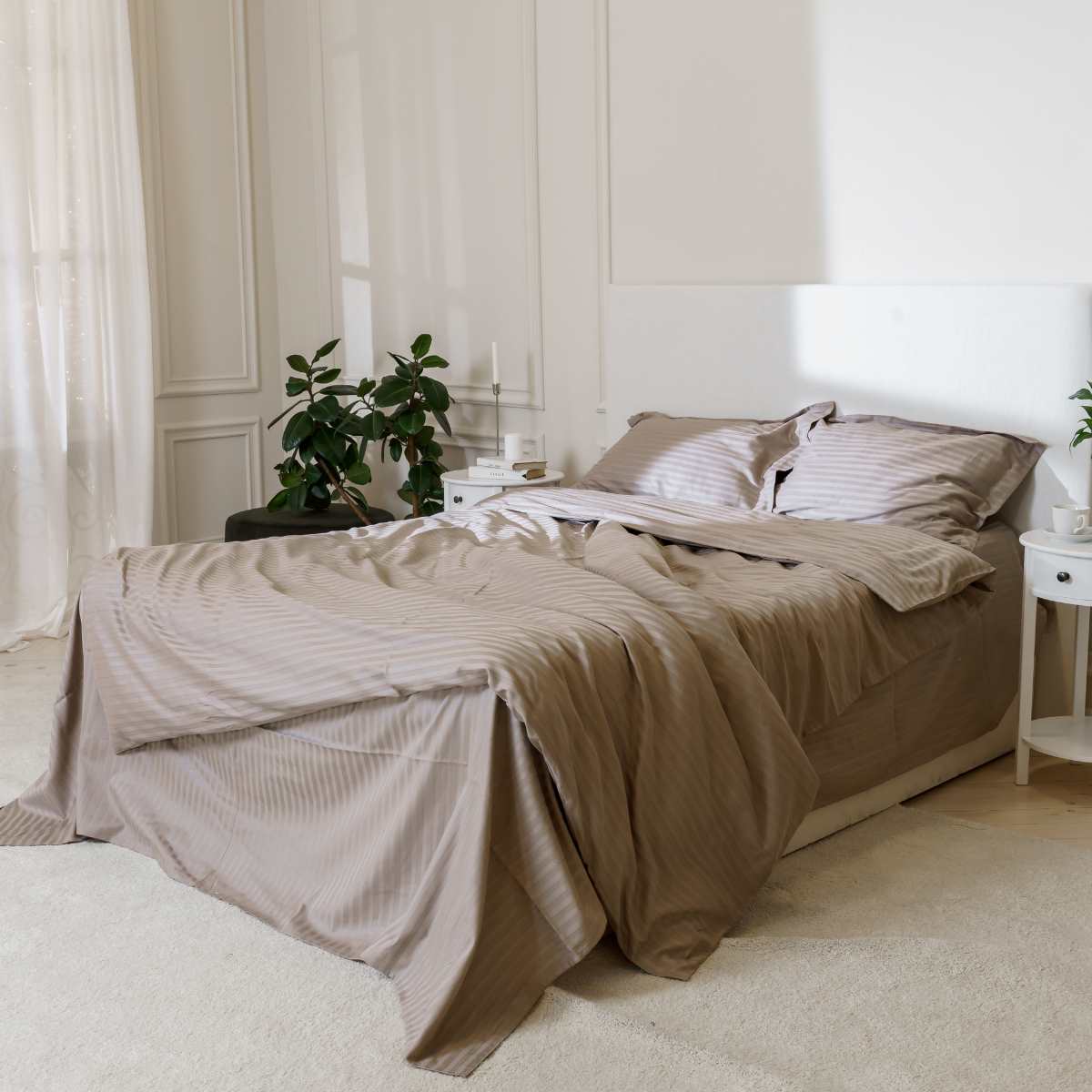 Комплект постільної білизни Cтрайп Cатин Dune